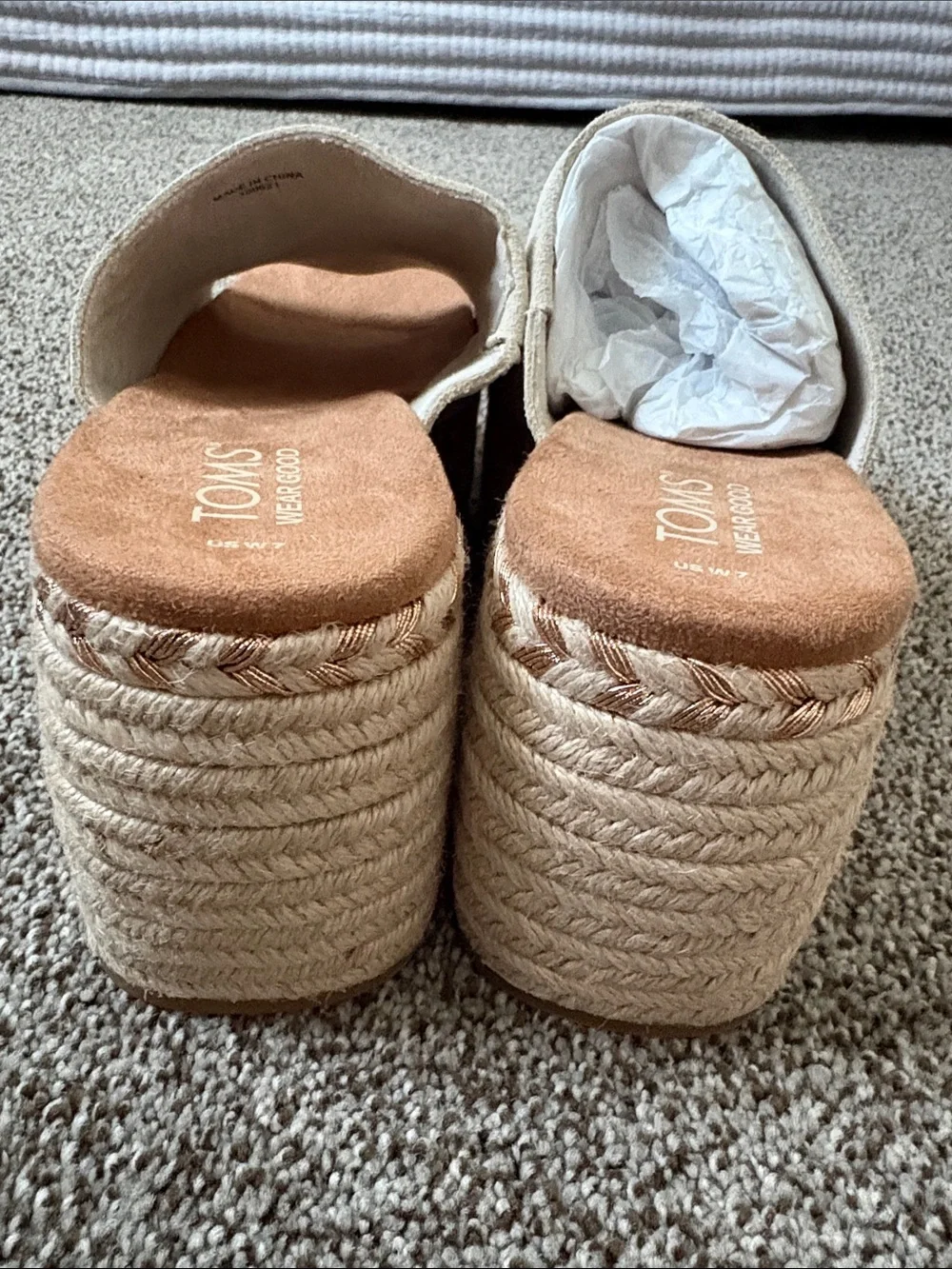 TOMS Cream Suede Platform Slide Sandals - Picture 7 of 10